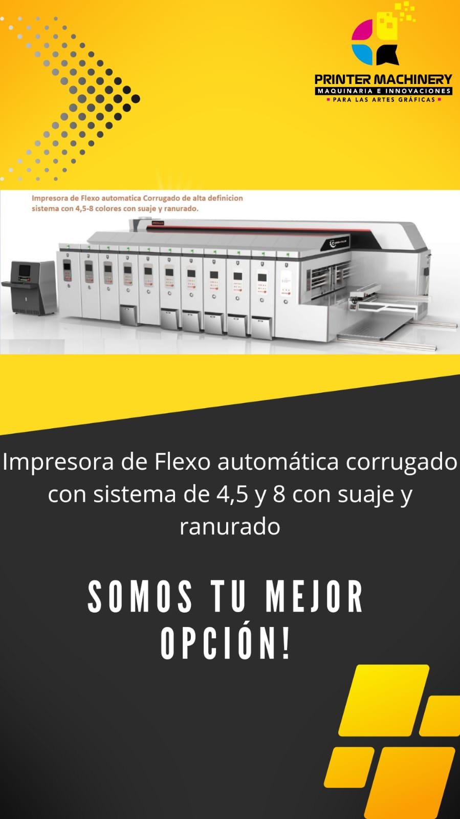 Impresora de Flexo automática corrugado con sistema de 4,5 y 8 con suaje y ranurado