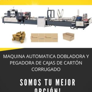 MAQUINA AUTOMATICA DOBLADORA Y PEGADORA DE CAJAS DE CARTÓN CORRUGADO, SERIE QF AFG.