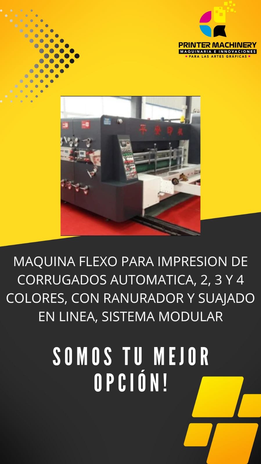 MAQUINA FLEXO PARA IMPRESION DE CORRUGADOS AUTOMATICA, 2, 3 Y 4 COLORES, CON RANURADOR Y SUAJADO EN LINEA, SISTEMA MODULAR