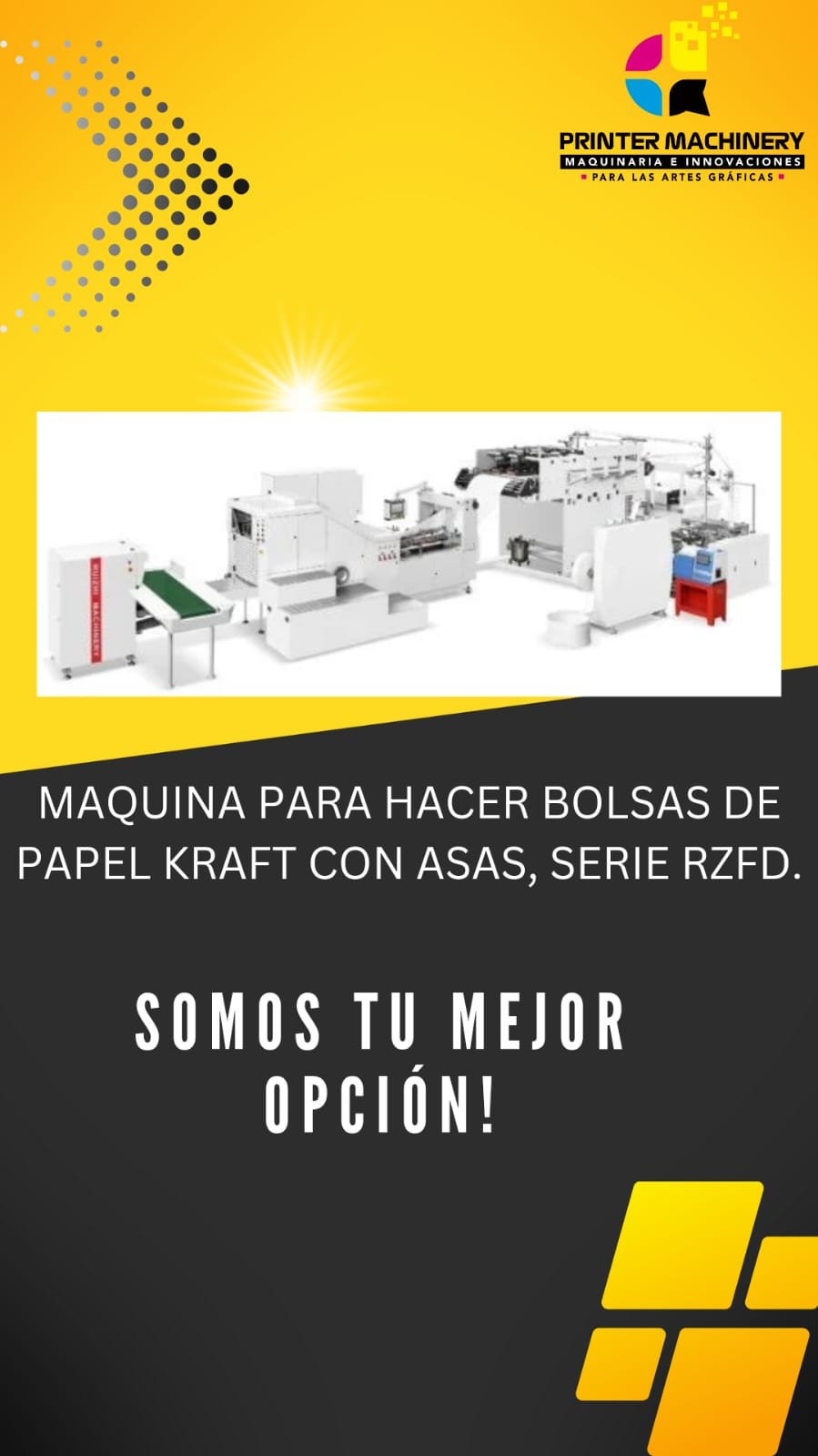 MAQUINA PARA HACER BOLSAS DE PAPEL KRAFT CON ASAS, SERIE RZFD.