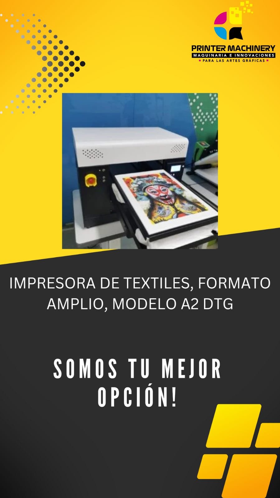 IMPRESORA DE TEXTILES, FORMATO AMPLIO, MODELO A2 DTG.
