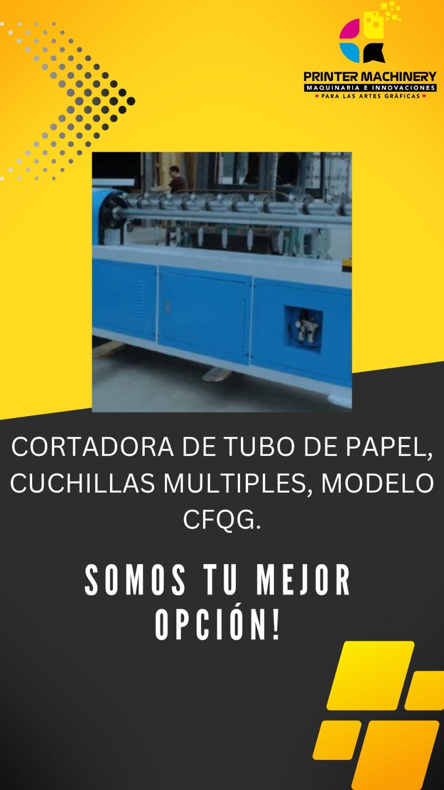 CORTADORA DE TUBO DE PAPEL, CUCHILLAS MULTIPLES, MODELO CFQG.