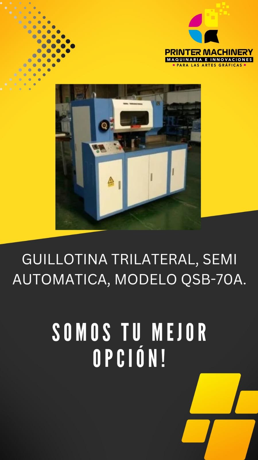 GUILLOTINA TRILATERAL, SEMI AUTOMATICA, MODELO QSB-70A.