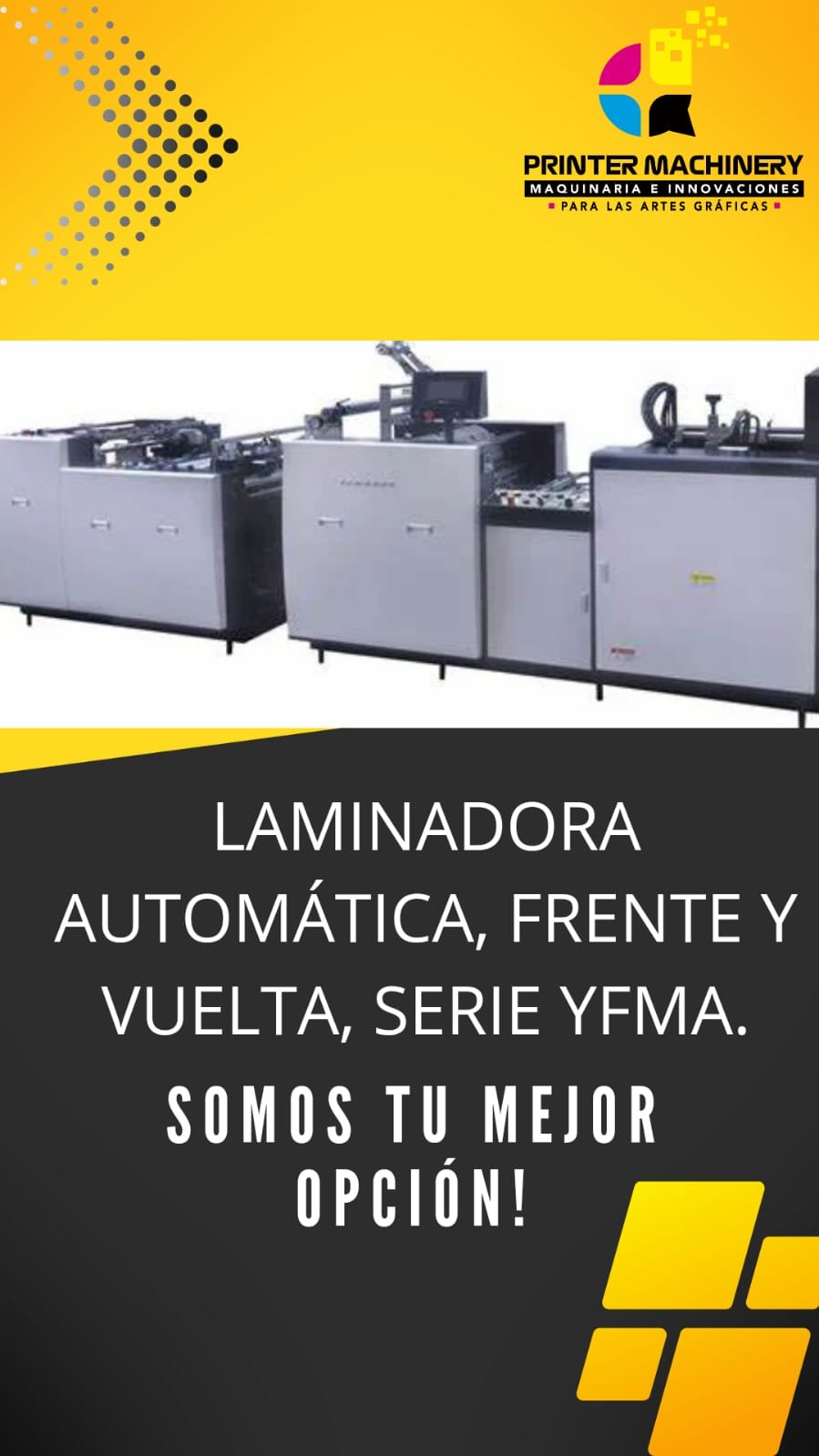LAMINADORA AUTOMÁTICA, FRENTE Y VUELTA, SERIE YFMA.